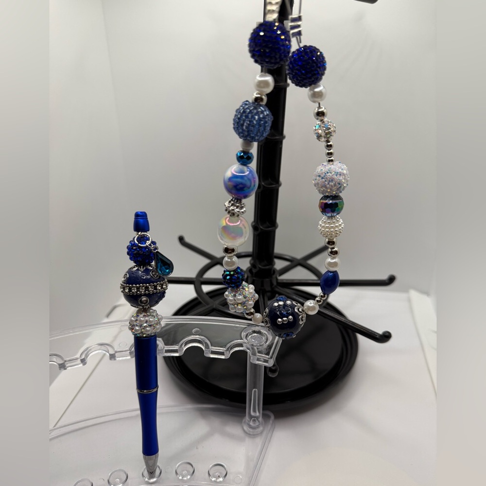 Royal blue handbag/phone charm & pen set